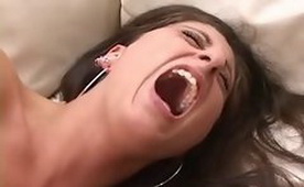 Screaming Painful Threesome Fuck Sexy Girl with a Lot Facial Cumshot